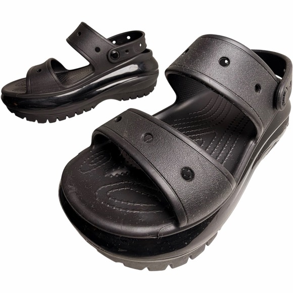 Crocs Mega Crush Platform Sandal Black Chunky Thick Sole Y2K Women 7 Goth Grunge - Picture 2 of 16